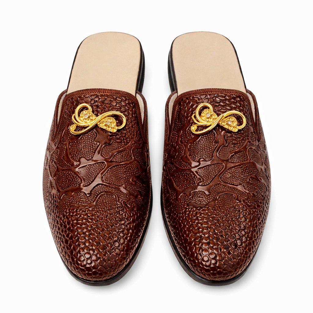 Royal Cocoa Python Gold Emblem Half Shoe